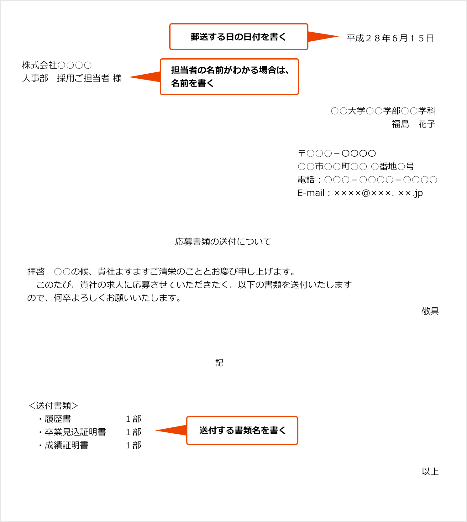 添え状や礼状 封筒の書き方について 福島キャリアナビ